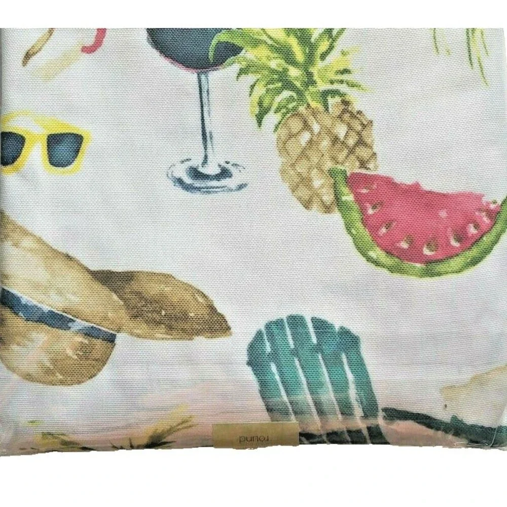Island Paradise Tropical Fabric Tablecloth 70 Round Spill-Proof Beach House